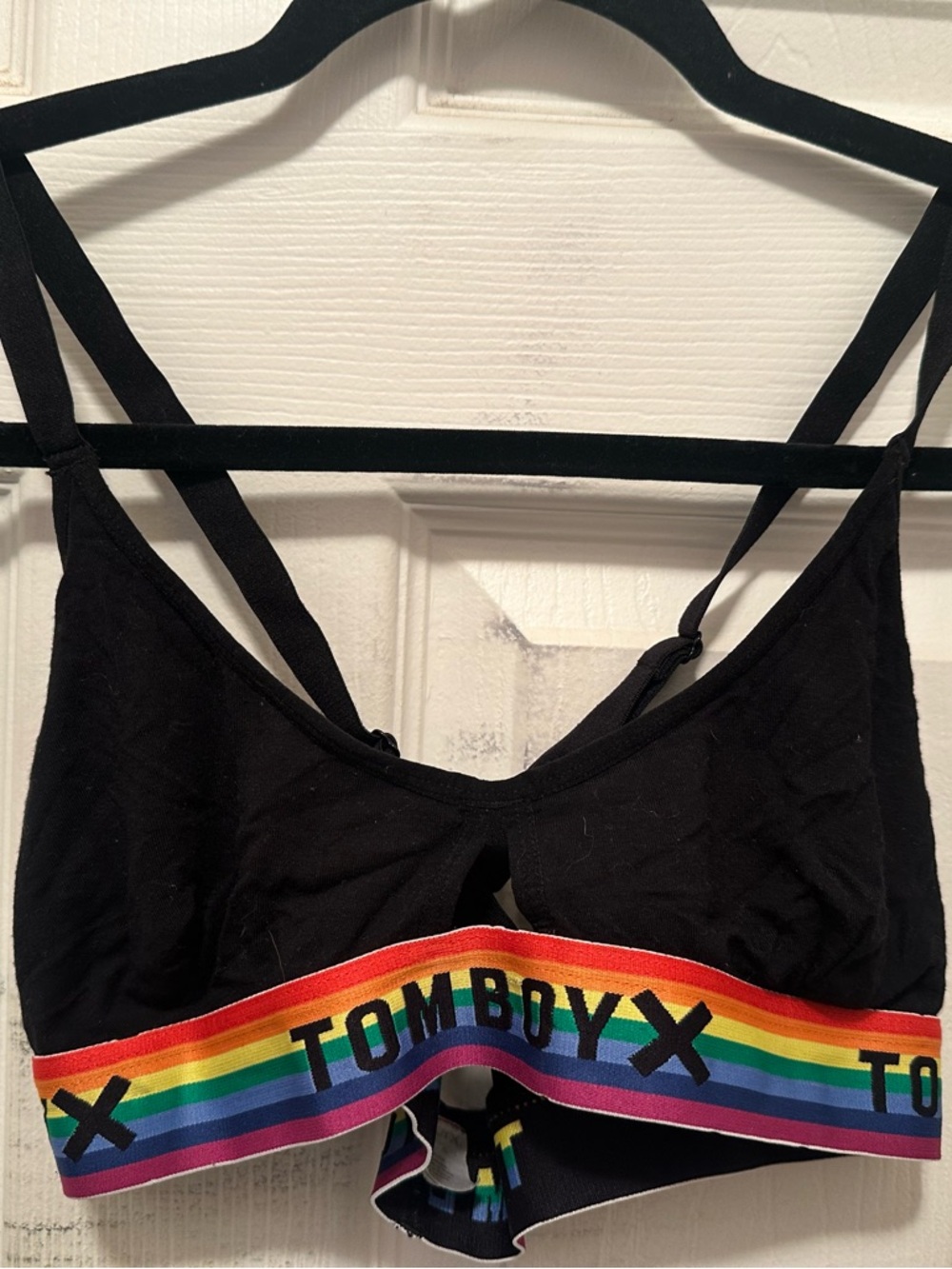 TomboyX Black Bralette with Rainbow Elastic Band